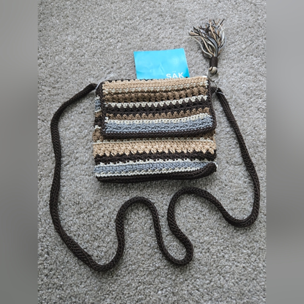 The Sak Brown and Tan Striped Crossbody Bag